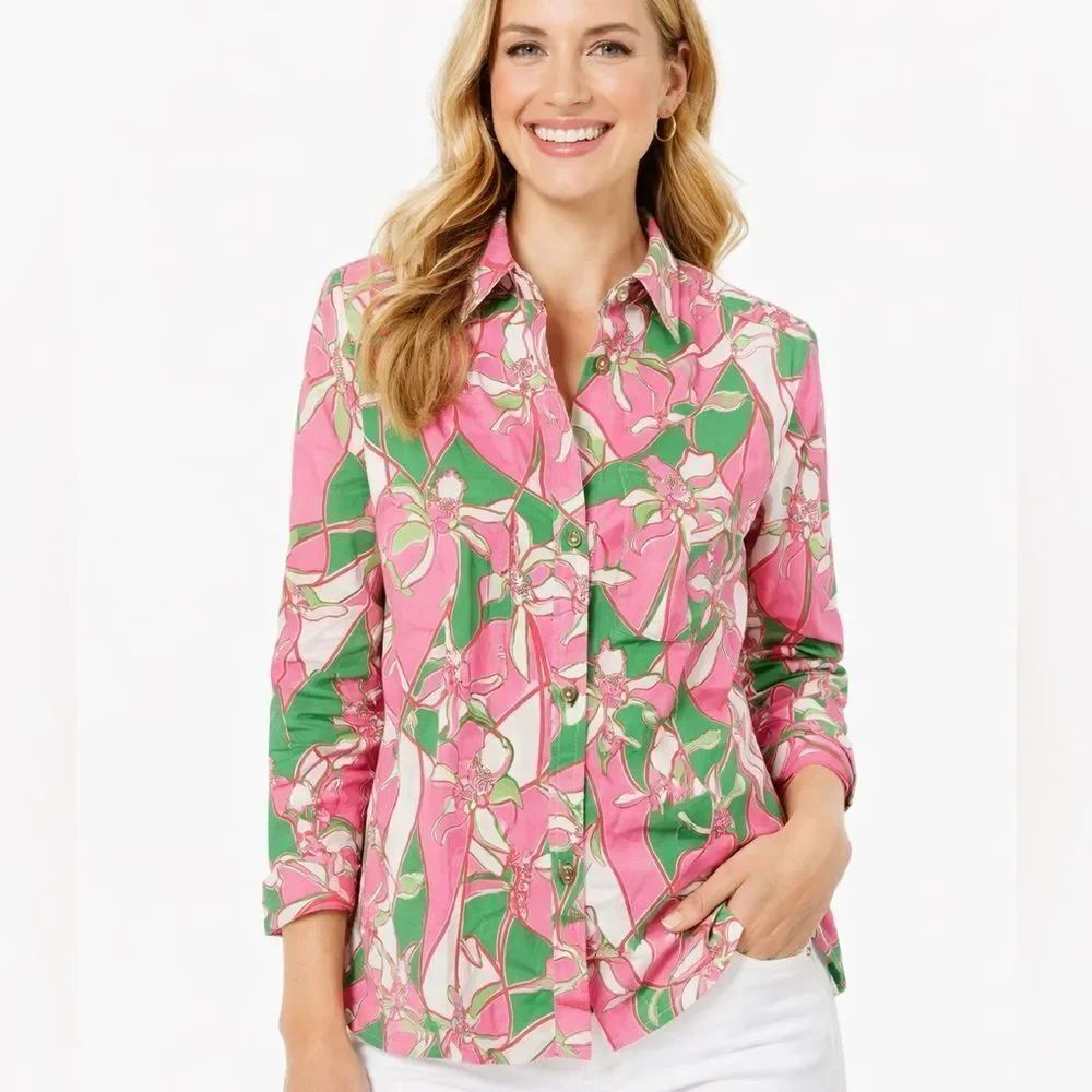 NWT Lilly Pulitzer Orchid Lawn Button Front Shirt – Size 12